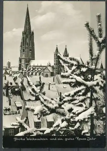 (04490) Freiburg - Blick auf das Münster - Weihnachtskarte - gel. - Stoja Karte