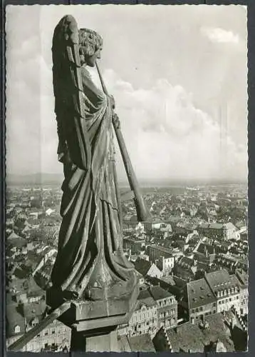 (4488) Freiburg/Schwarzwald - Posaunen-Engel am Turm des Münsters, 115 m Höhe - gel. 1966 - Echtes Defot Photo 3663