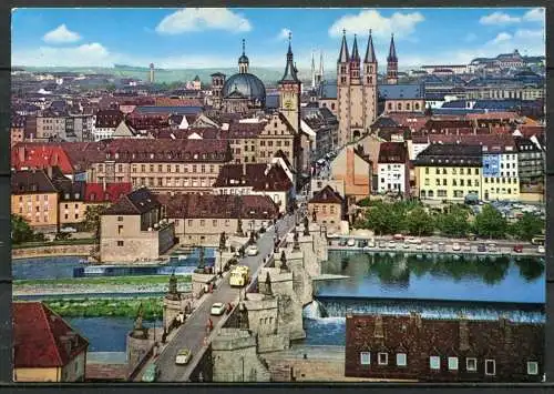 (04479) Würzburg - Alte Mainbrücke und Blick auf Dom, Neumünster und Grafen-Eckardt - n. gel. - Krüger