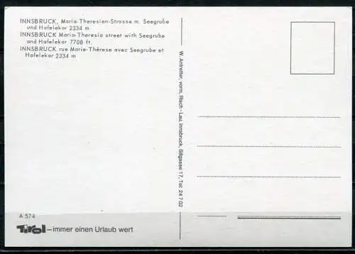 (4461) Innsbruck - Maria-Theresien-Straße m. Seegrube und Hafelekar 2334 m - Straßenbahn, Omnibus, Oldtimer - n. gel.