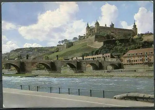 (04383) Würzburg - Festung Marienberg mit alter Mainbrücke vom Holztor aus gesehen - n. gel. - Nr. 6645 C