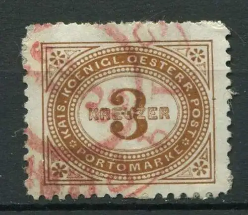 Österreich Porto Nr.3 F / 12,5:12,5       O  used                 (3733) Stempel rot