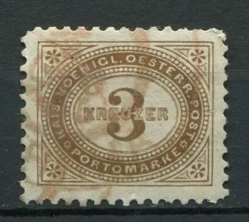 (3732) Österreich Porto Nr.3 E / 11,5:11,5       O  gestempelt / Stempel rot