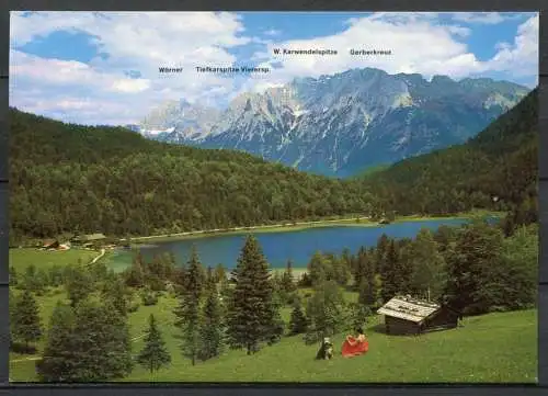 (04375) Ferchensee (1060 m) bei Mittenwald gegen Karwendelgebirge (Wörner 2478 m) - n. gel. - Eine "Huber" Karte