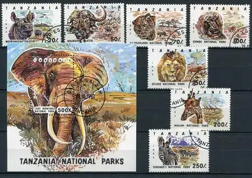 Tansania Nr.1607/14 Block 228         O  used       (044) Nationalparks