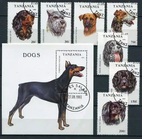 Tansania Nr.1599/606 Block 227         O  used       (043) Hunde