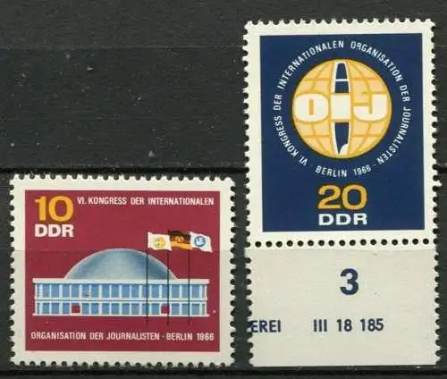 DDR  Nr.1212/3 Rand             **  mint             (23546) ( Jahr 1966 )