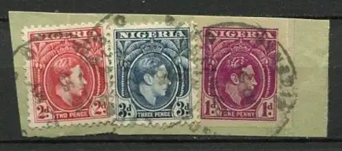 (001) Nigeria Nr.48, 51 + 53 Briefstück        O  gestempelt