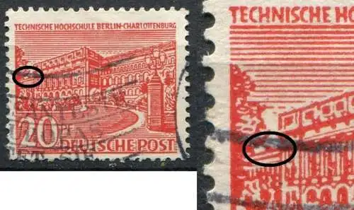 (2078) Berlin West Nr.49 PF III     O     gestempelt / Schornstein auf Dach erstem H in TECHNISCHE