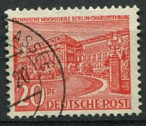 (2075) Berlin West Nr.49 PF II   O  gestempelt / rechter Gebäudeteil, mittl. Fensterreihe im Fenster unter H mit 4 Qurstrichen