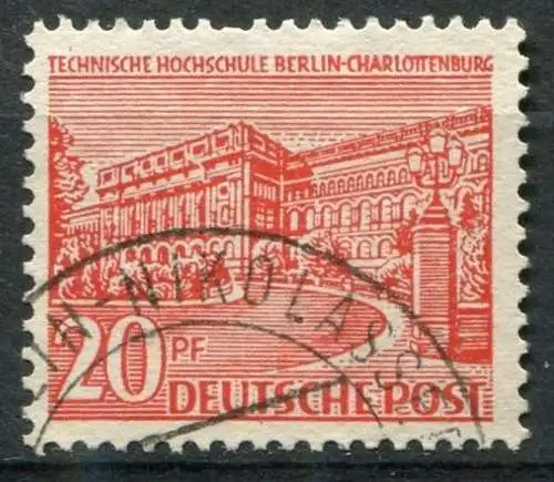 (2074) Berlin West Nr.49 PF II   O  gestempelt / rechter Gebäudeteil, mittl. Fensterreihe im Fenster unter H mit 4 Qurstrichen