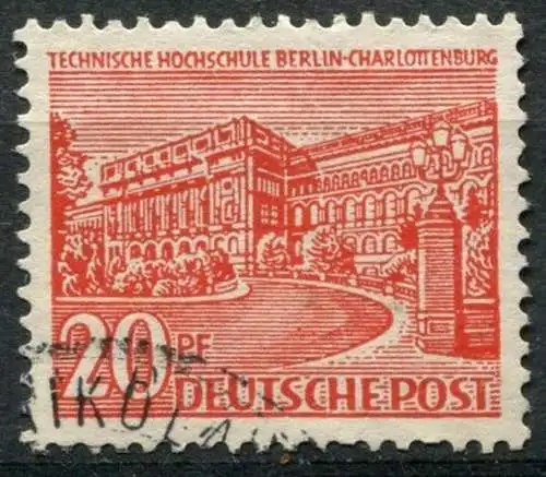 (2072) Berlin West Nr.49 PF I        O  gestempelt / Fenster der oberen Fensterreihe unter H CHARLOTTENBURG ausgebrochen