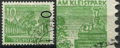 (2069) Berlin West Nr.47 PF II        O  gestempelt / im Sockel der großen Putte unter A in PARK ist ein ,,E" lesbar