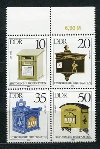 DDR Nr.2924/7 Viererblock          **  mint      (19960) ( Jahr: 1985 ) Rand