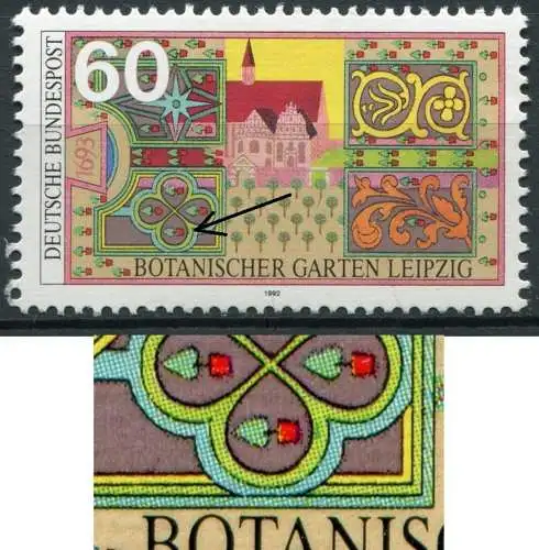 (4716) BRD Nr.1622    **   postfrisch / Grüner Fleck rechts neben Baum über AN von BOTANISCHER / f6A (Jahr:1992)