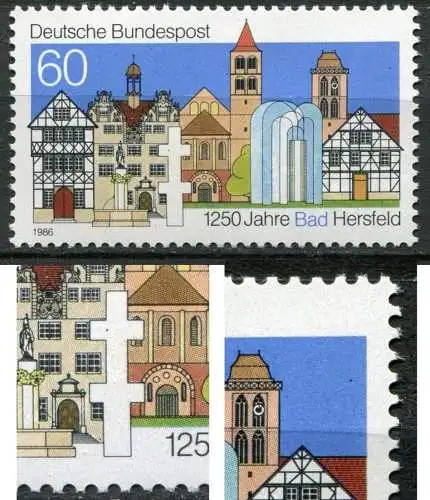 (4713) BRD Nr.1271    **  postfrisch  / Schw.punkt am Himmel rechts / f19 -sowie schw.Pkt im ob.weißen Kreuz (Jahr:1986)