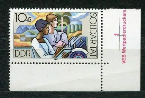 DDR Nr.3054        **  mint      (20882) ( Jahr: 1986 ) Eckrand