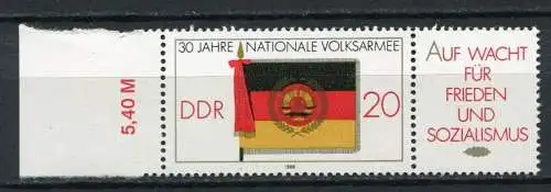 DDR Nr.3001 Zf          **  mint      (20861) ( Jahr: 1986 ) Rand