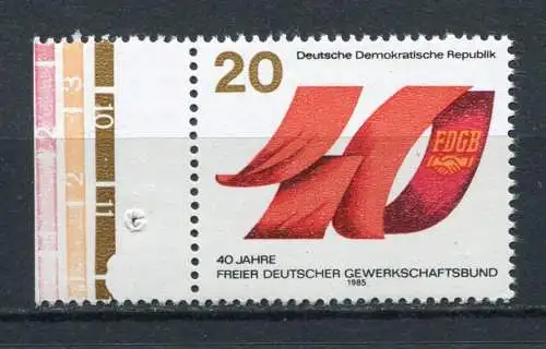 DDR Nr.2951         **  mint      (20844) ( Jahr: 1985 ) Rand