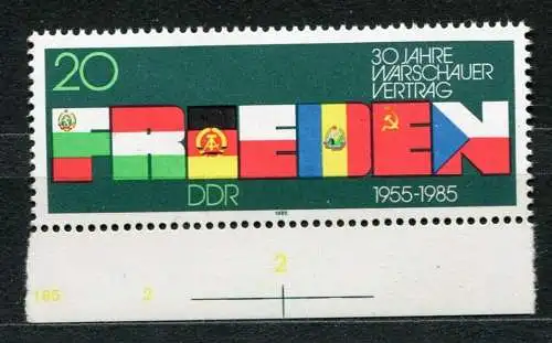 DDR Nr.2946          **  mint      (20840) ( Jahr: 1985 ) Rand