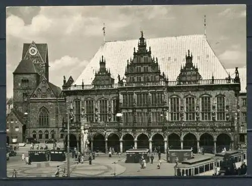 (04278) Bremen - Marktplatz mit Rathaus, Roland und U. L. Frauenkirche - Echt Foto s/w - n. gel. - L.H.B. 203