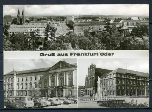 (4248) Gruß aus Frankfurt/Oder - Mbk. s/w - Barkas, Trabant, Wartburg - Oldtimer - gel. - DDR