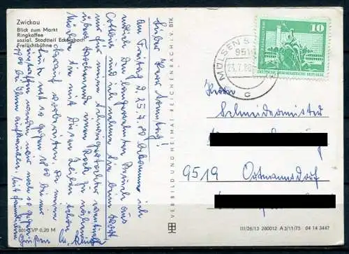 (04117) Zwickau - Mbk. - gel. 1980 - DDR - VEB Bild und Heimat Reichenbach i. V. BTK
