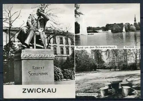 (04090) Zwickau - Mbk. s/w - u.a. Schachspielplatz -  Echt Foto - n. gel. - VEB Bild und Heimat Reichenbach i.V.