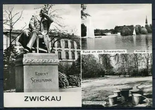 (4090) Zwickau - Mbk. s/w - u.a. Schachspielplatz -  Echt Foto - n. gel. - VEB Bild und Heimat Reichenbach i.V.