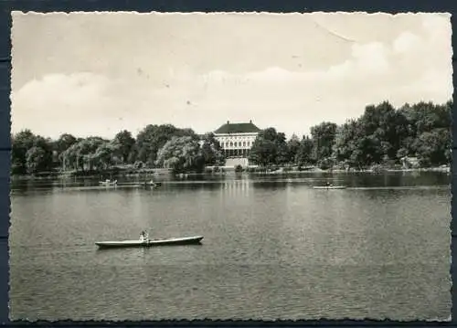 (4066) Zwickau - Schwanenteich mit Klubhaus "Grubenlampe" - s/w - gel. 1965 - W. Oelschlägel, Zwickau/Sa.