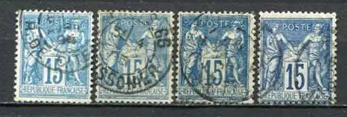 (1415) Frankreich Nr.83 4x Farben und Töne          O  gestempelt