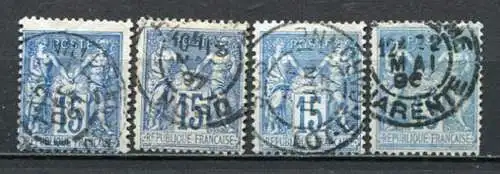 (1410) Frankreich Nr.83 4x Farben/ Töne          O  gestempelt