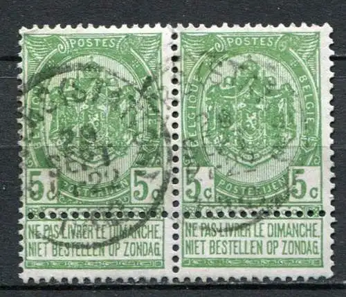 Belgien Nr.52 Paar         O  used        (1139)