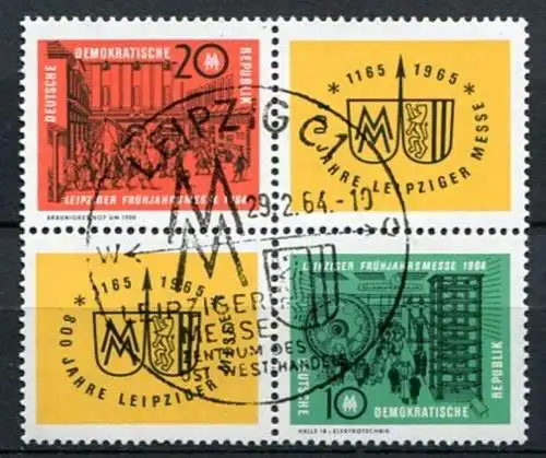 (22363) DDR Nr.1012/3 Viererblock         O  gestempelt