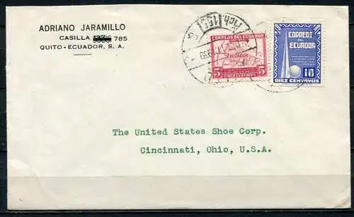 Ekuador Brief mit ZZ Quito - Cincinnati/USA 11.10.1939        (309)