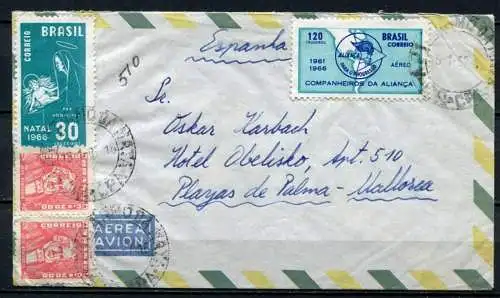 (750) Brasilien Luftpost MIF Oeste de Minas - Playas de Palma 16.1.1967  