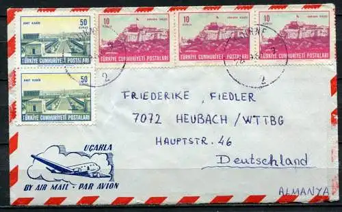 Türkei Brief Luftpost MIF Edirne - Heubach        (950) 1856 (3) 1857 (2)
