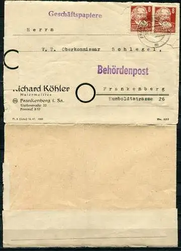 SBZ  Nr.214 (2)  O  used        (1963) Frankenberg Behördenpost VP Oberkommissar
