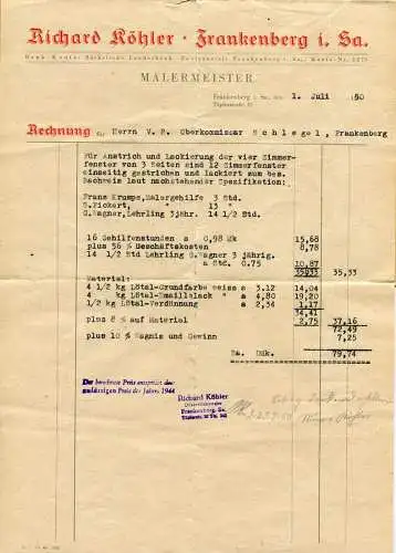 (1963) SBZ  Nr.214 (2)   Frankenberg Behördenpost VP Oberkommissar