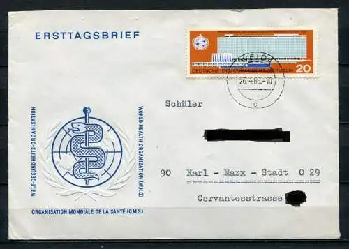 (518) Brief DDR 1178 PF I auf Brief Weida / Plattenfehler - h statt n in Genf