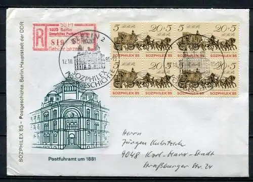 (511) Brief DDR Sozphilex 1985 Einschreiben mit Inhalt  2965/6 (4)