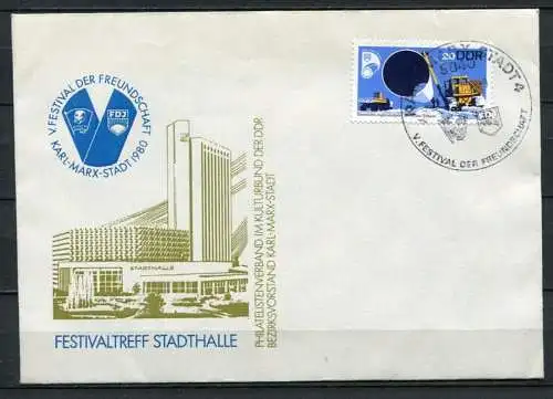 (506) Brief DDR V.Festival der Freundschaft Karl-Marx-Stadt Stadthalle 1980  