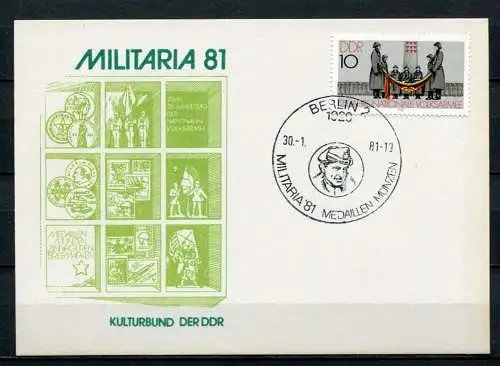 DDR Ganzsache Militaria Berlin Sonderstempel Medaillen und Münzen 1981  (B504)