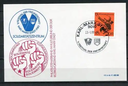 DDR V. Festival der Freundschaft Karl- Marx- Stadt 1980 (B498) Nr.2463 -Sonderstempel