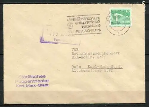 (481) Brief DDR Städtisches Puppentheater Karl-Marx-Stadt 1984  
