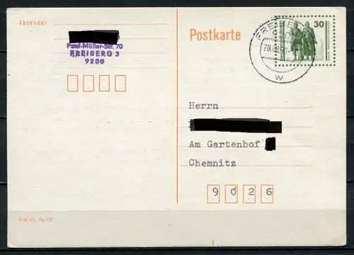 (479) GS DDR Ganzsache Postkarte P107 I   Freiberg