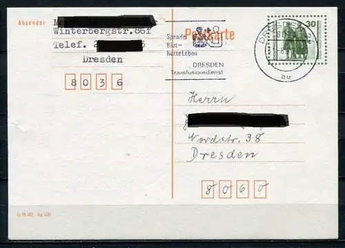 DDR Ganzsache Postkarte P107 I  (B478) Dresden