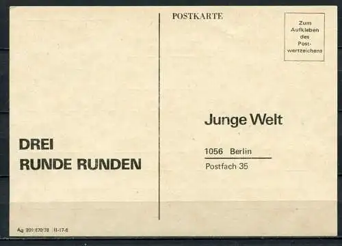 DDR Postkarte DREI RUNDE RUNDEN Junge Welt 1979  (B474)