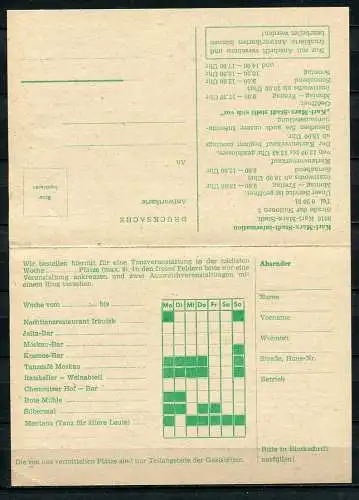 DDR Bestellkarte mit Antwort Information -Tanzveranstaltungen Karl-Marx-Stadt 1983   (B473)