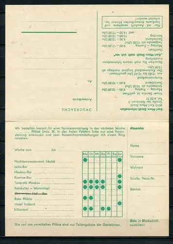 (472) GS DDR Bestellkarte mit Antwort Information -Tanzveranstaltungen Karl-Marx-Stadt 1983 